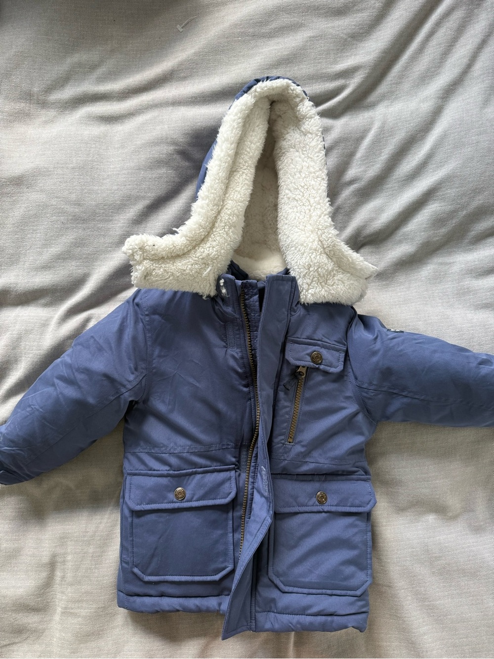 Kids Hooded Puffer Jacket with Sherpa Lining